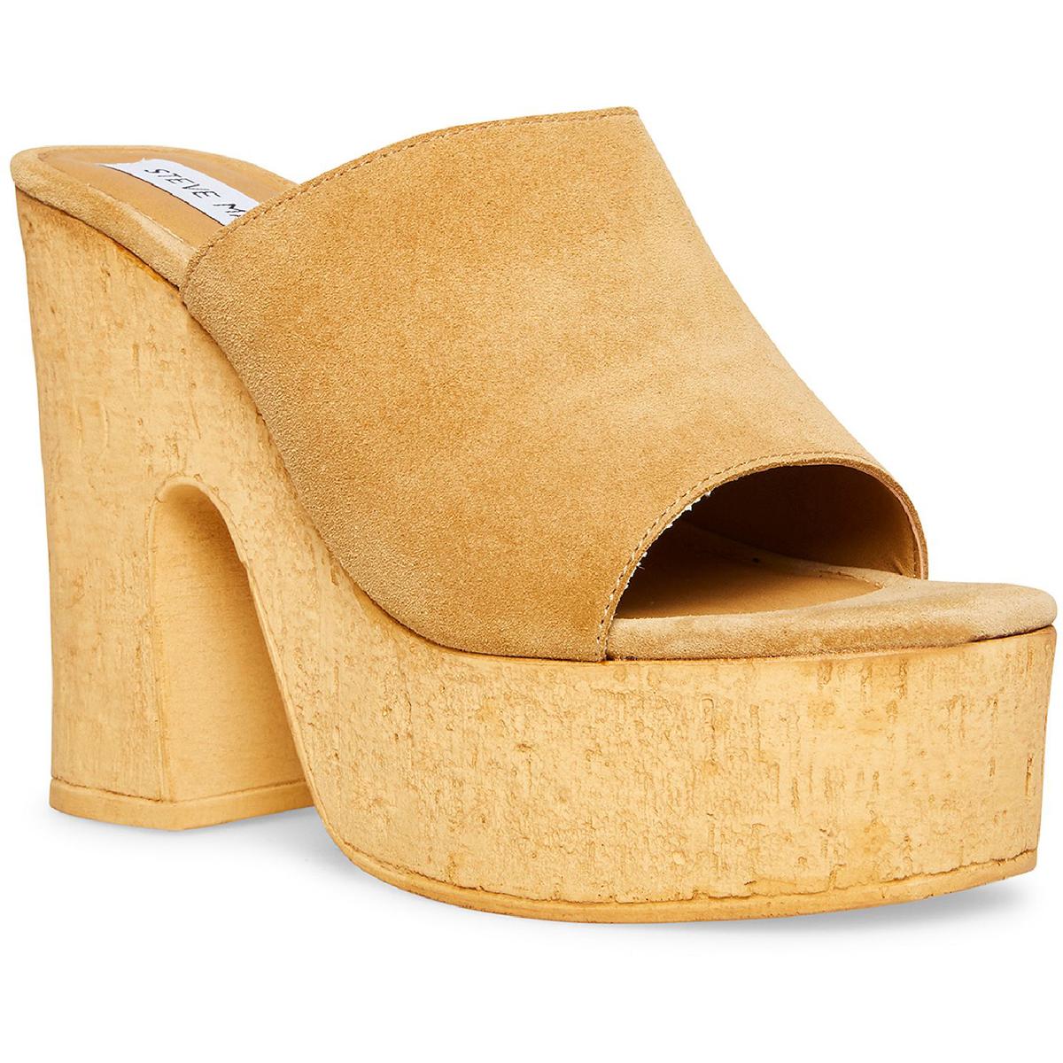 Womens Leather Slip On Platform Sandal