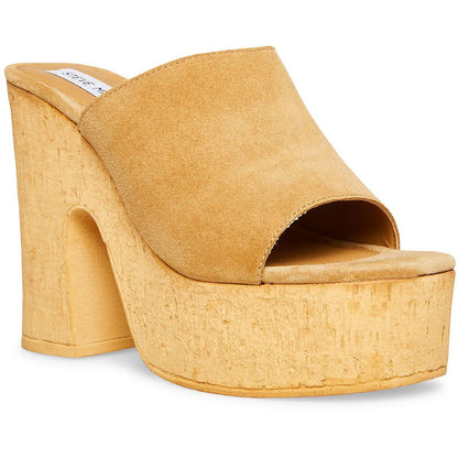 Womens Leather Slip On Platform Sandal