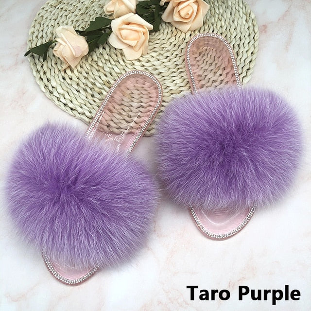 Summer Jelly Shoes Plush Fur Slippers Flat Sandals