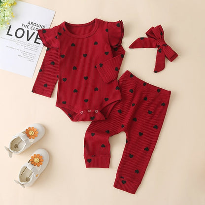 Ruffles Romper Top Bow Leopard Pants New Born Sets