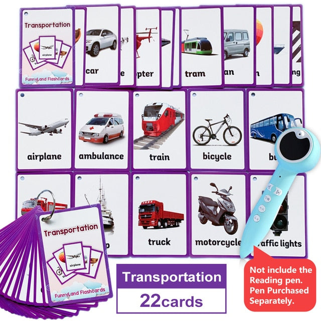 Kids Montessori Baby Learn English Word Card Flashcards Cognitive Educational Toys