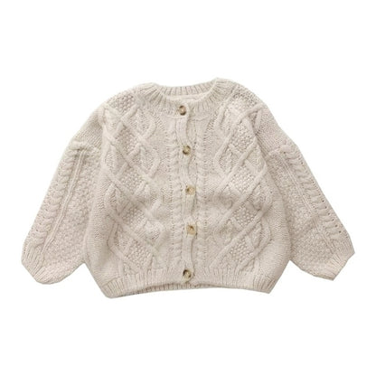 Retro Knitted Sweater Toddler Girls Thickened Cardigan