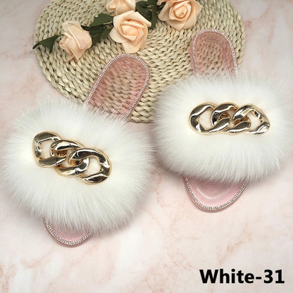 Summer Jelly Shoes Plush Fur Slippers Flat Sandals