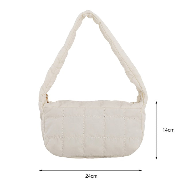 Lattice Pattern Shoulder Bag Space Cotton