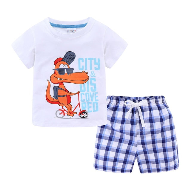 Summer Plaid Short Set For Boys