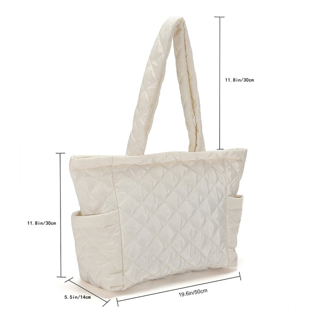 Lattice Pattern Shoulder Bag Space Cotton