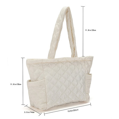 Lattice Pattern Shoulder Bag Space Cotton