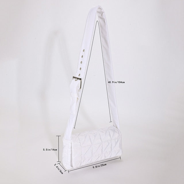 Lattice Pattern Shoulder Bag Space Cotton