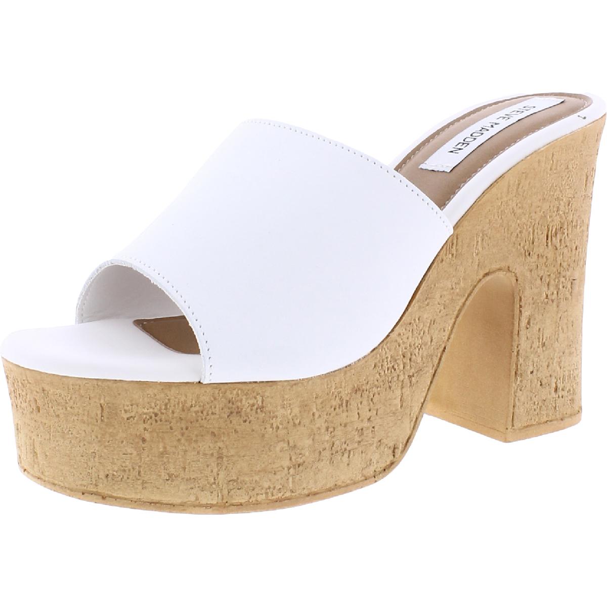 Womens Leather Slip On Platform Sandal