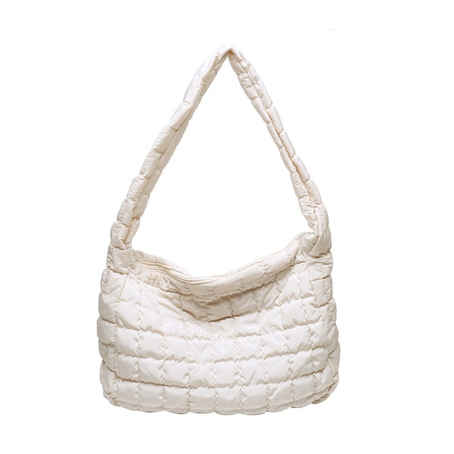 Lattice Pattern Shoulder Bag Space Cotton