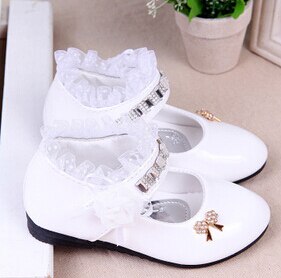 Princess Lace PU Leather Shoes Cute Bowknot Rhinestone For Toddler Shoes|Leather Shoes|