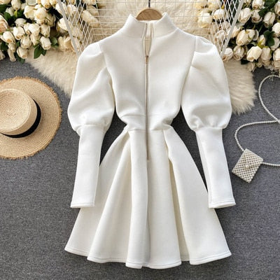 Winter Puff Long Sleeve Dresses For Women - Azahshopping