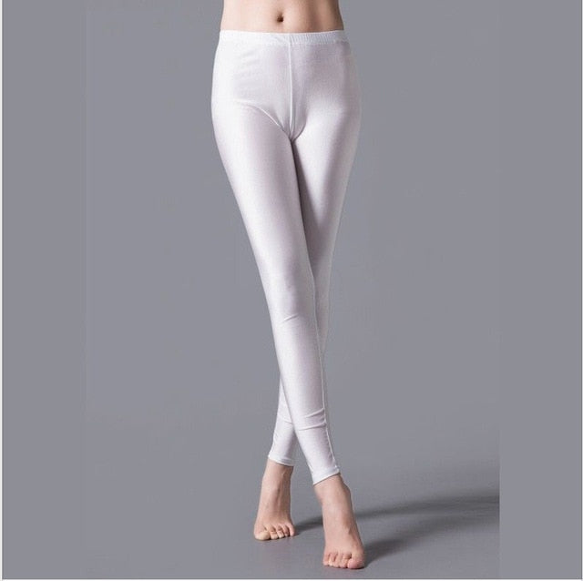 Shinny Elasticity Solid Color Leggings - Azahshopping