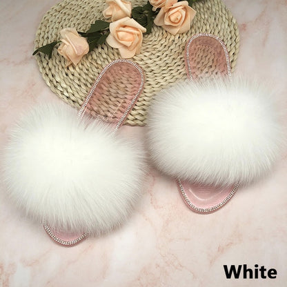 Summer Jelly Shoes Plush Fur Slippers Flat Sandals