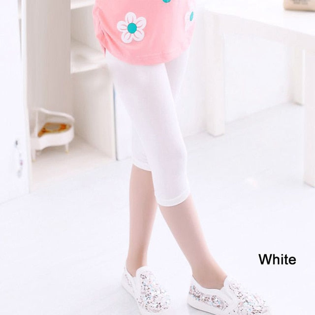 Girls Knee Length Kid Fifth Pants Candy Color