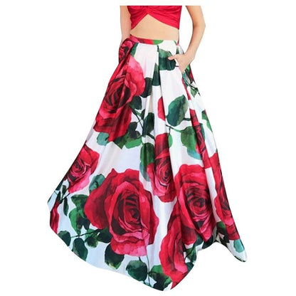 High Waist Flower Printed Bohemian Maxi Skirts