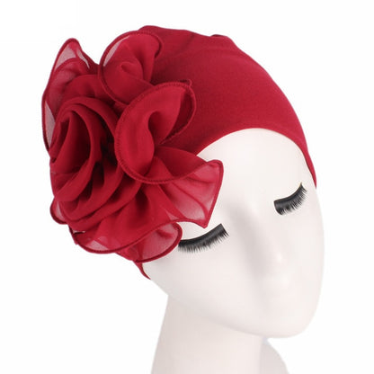 Large Flower Stretch Scarf Hat Ladies Elegant Fashion Hair Accessories Chemo Hat Women Turban Bandanas