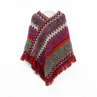 Imitation Cashmere Women Scarf Winter Plaid Tassel High Quality Pullover Poncho