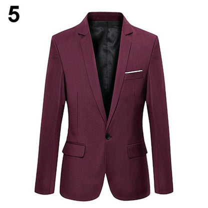 One Button Color Step Collar Slim Blazer for Formal Business Wear