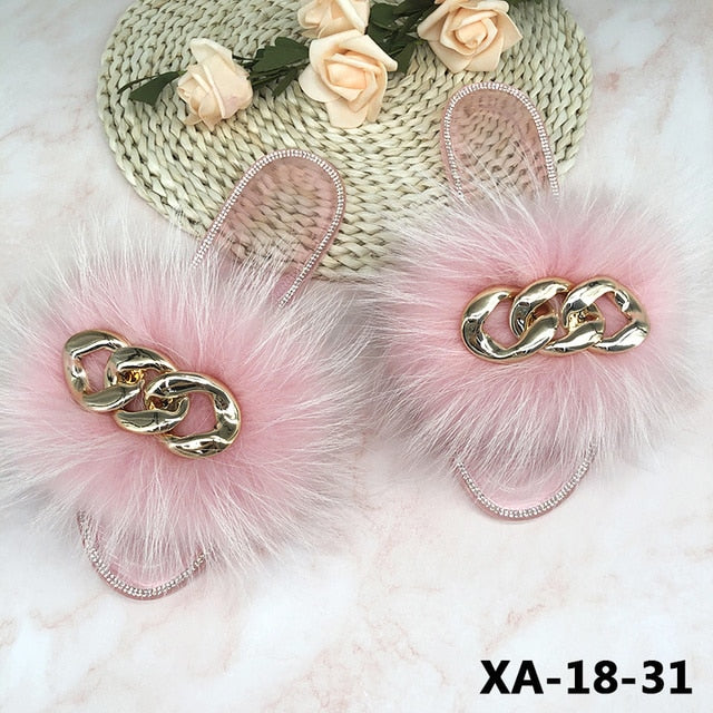 Summer Jelly Shoes Plush Fur Slippers Flat Sandals