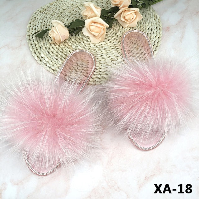 Summer Jelly Shoes Plush Fur Slippers Flat Sandals