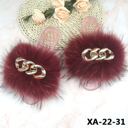 Summer Jelly Shoes Plush Fur Slippers Flat Sandals