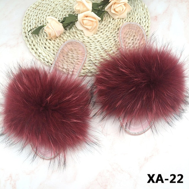 Summer Jelly Shoes Plush Fur Slippers Flat Sandals