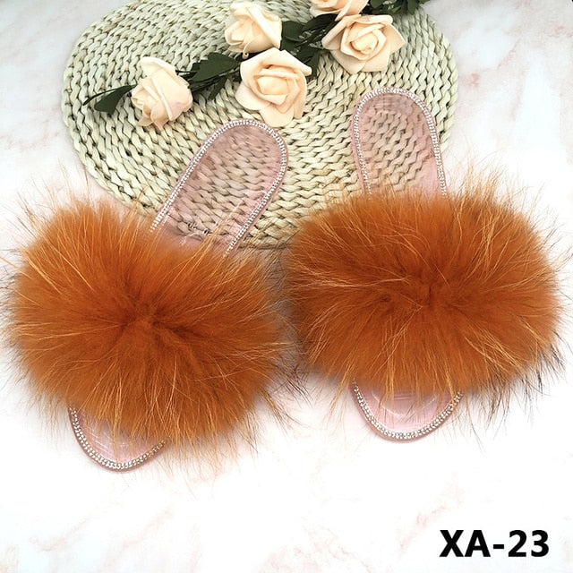 Summer Jelly Shoes Plush Fur Slippers Flat Sandals