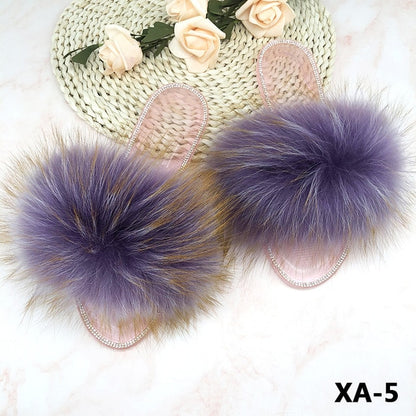 Summer Jelly Shoes Plush Fur Slippers Flat Sandals