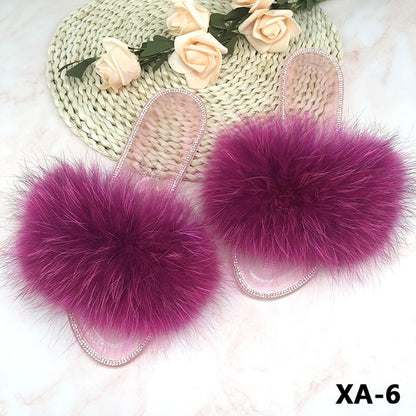 Summer Jelly Shoes Plush Fur Slippers Flat Sandals