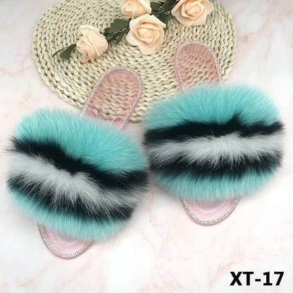 Summer Jelly Shoes Plush Fur Slippers Flat Sandals