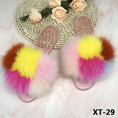 Summer Jelly Shoes Plush Fur Slippers Flat Sandals