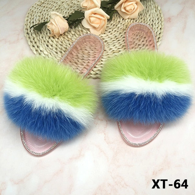 Summer Jelly Shoes Plush Fur Slippers Flat Sandals