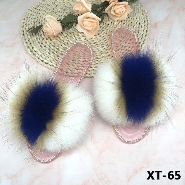 Summer Jelly Shoes Plush Fur Slippers Flat Sandals