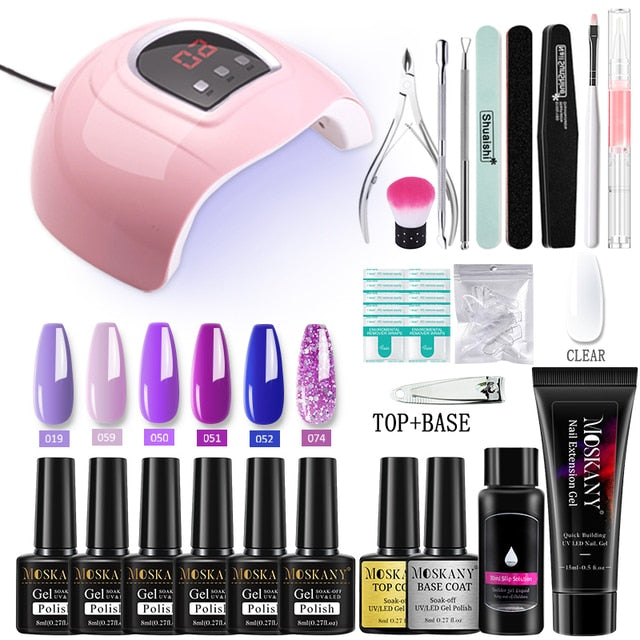 Professional Nail Set With 54/36w Uv Lamp Acrylic Extension Gel Nail Polish All For Manicure Gel Tools Set