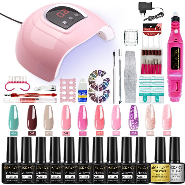 Professional Nail Set With 54/36w Uv Lamp Acrylic Extension Gel Nail Polish All For Manicure Gel Tools Set