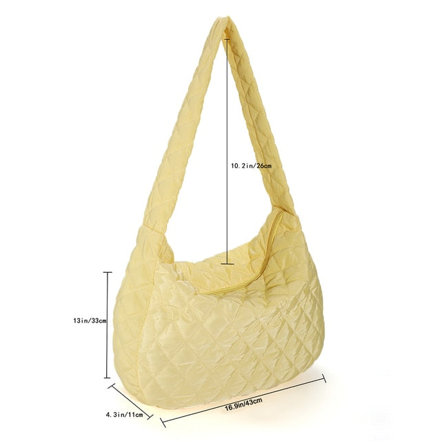 Lattice Pattern Shoulder Bag Space Cotton