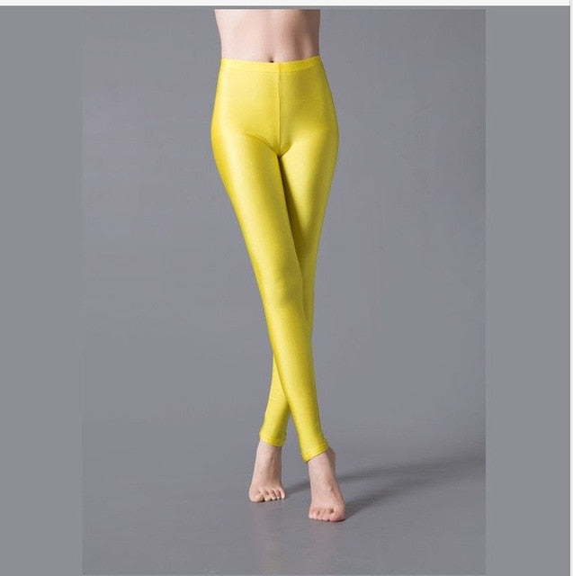 Shinny Elasticity Solid Color Leggings - Azahshopping