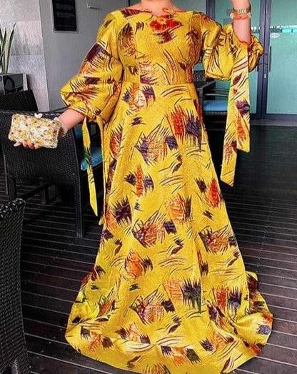 Lantern Sleeve Printed Sundress Summer dress