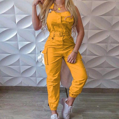 Jumpsuit Sleeveless with Pocket and Belt