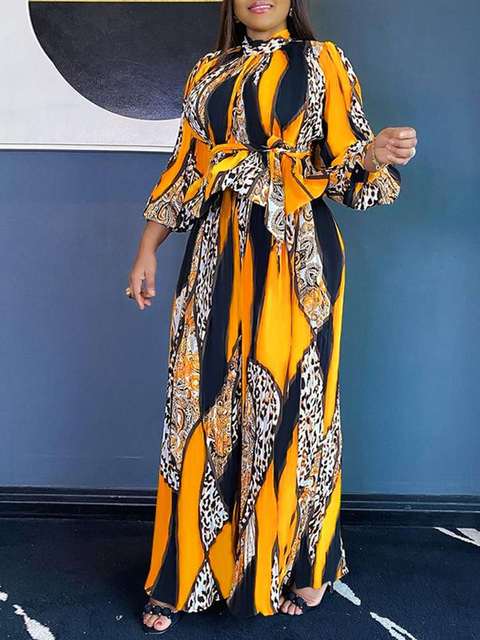 Printed Blouse and Long Wide Leg Trouser Sets 2PCS