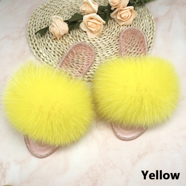 Summer Jelly Shoes Plush Fur Slippers Flat Sandals