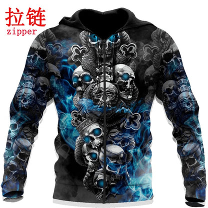 Skull Funny Pattern 3D Printed Hoodie ; Sweatshirt Autumn Unisex zipper Hoodies Casual Sport