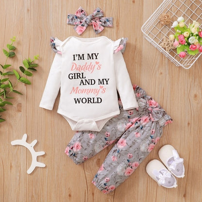 Ruffles Romper Top Bow Leopard Pants New Born Sets