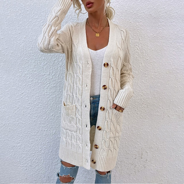 Knee Length Knitted Sweater for Women