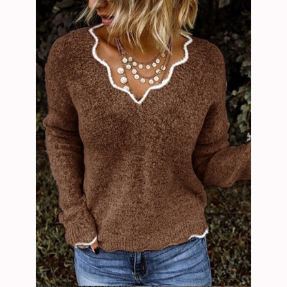 Women Knitted Sweaters New Wave V Neck Pullover Tops