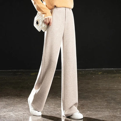 Woolen Wide Leg Pants For Woman - Azahshopping