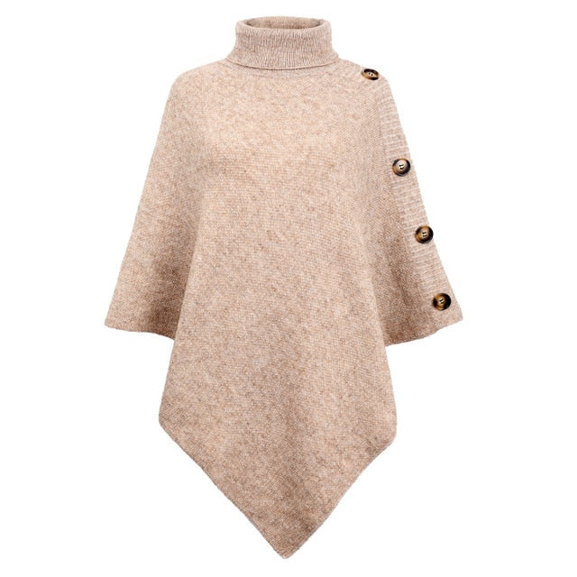 One Size Shawl Cloak Turtleneck for Women