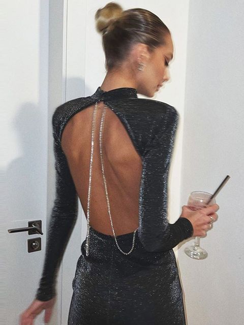 Sexy Backless Chain Glitter Party Dress For Women