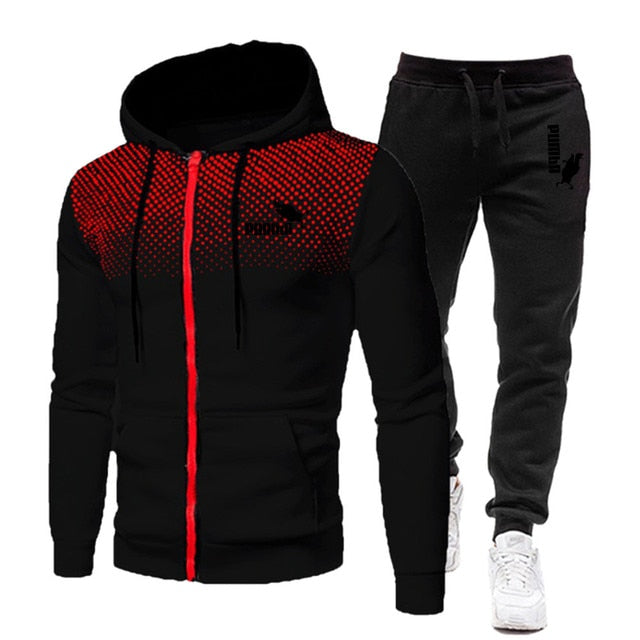 Printing Hoodie Set Fleece Zipper Sweatshirt Tracksuits